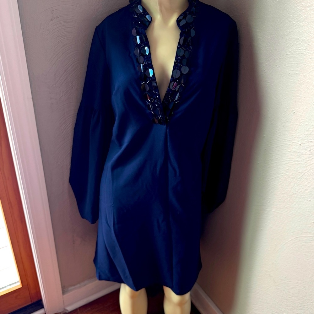 Lilly Pulitzer navy blue jeweled long sleeve dress size 0 nwt